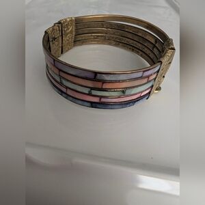 Colorful Inlay Bracelet with Gold Accents